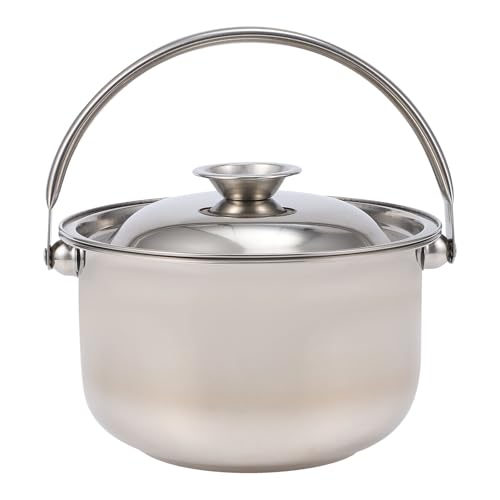 Cabilock Stainless Steel Soup Bowls Stock Pot 16cm Large Grease Container Oil Pot with Lid Handle Salad Mixing Bowls for Cooking Soup Pots