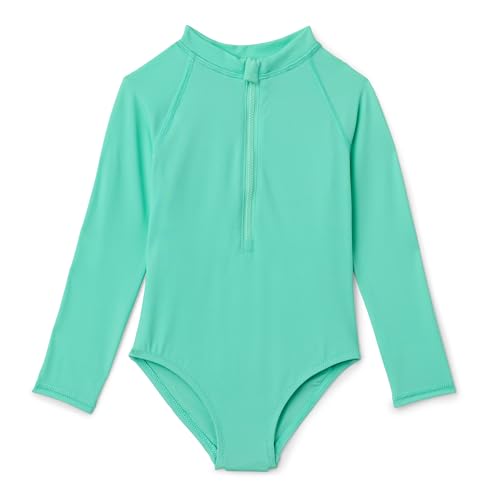 Image of Amazon Essentials Girls' Long Sleeve Rash Guard One-Piece Swimsuit