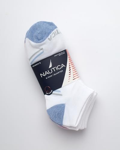 Image of Nautica Womens No Show Socks Moisture Wicking Athletic Low Cut Socks 6 Pack | Moisture Wicking Dri-Motion Fabric, Cushioned Key Areas, Banded Arch Support, No Show Low Cut, Shoe Size 4-10