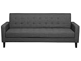Beliani Sofá Cama tapizado Gris Oscuro 3 plazas Acolchado Click clack Vehkoo