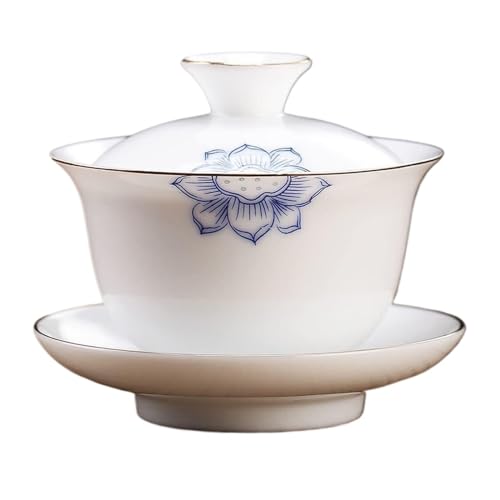 Muggar. Kaffekopp，Tekopp， 170 ml Jingdezhen Porslin Lotusmönster Gaiwan skål Tekopp Kung Fu Teset Terrin