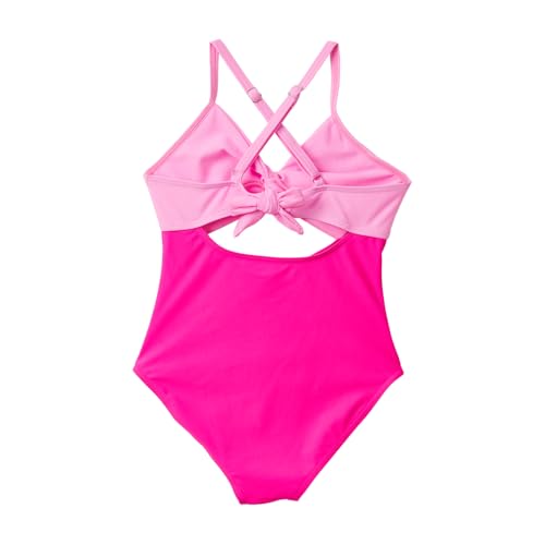 Image of IFFEI Women One Piece Swimsuit Mommy and Me Tummy Control Bathing Suit Colorblock Cutout Tie Back High Waist Girls Swimwear