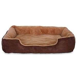 Dibea Hondenbed hondenkussen hondenmand met omkeerbaar kussen (XL) 90×70 cm kleur Beige/Bruin