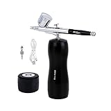 SOUL POWER 充電式エアブラシ Model-04 NEO コンプレッサー 残電量可視化 予備電池付き ダブルアクション 自動電源 オートスイッチ ハンドピース 初心者向け 口径0.3mm 模型 プラモデル 塗装 ルアー DIY (ブラック)