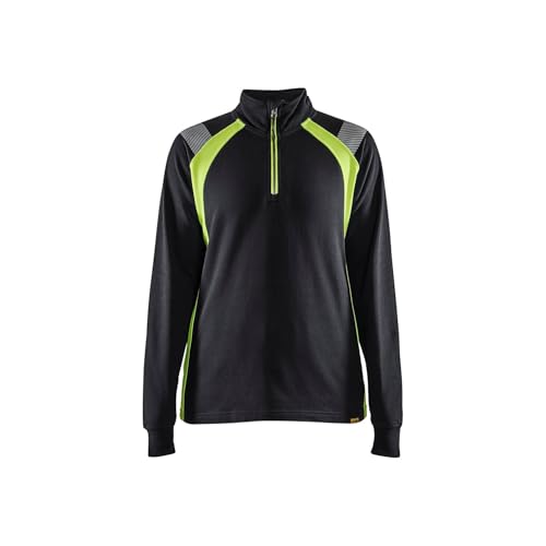 Sudadera laboral de mujer Blaklader 3403 con cremallera negro amarillo flúor talla XL