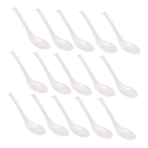 BRIGHTFUFU 15pcs Soup Spoons Mixing Spoons Small Soup Spoon Coffee Spoon Kitchen Spoon Tableware Mini Scoop Desert Spoon Melamine Spoon for Ramen Vietnam Pho Noodle Soup Appetizer White