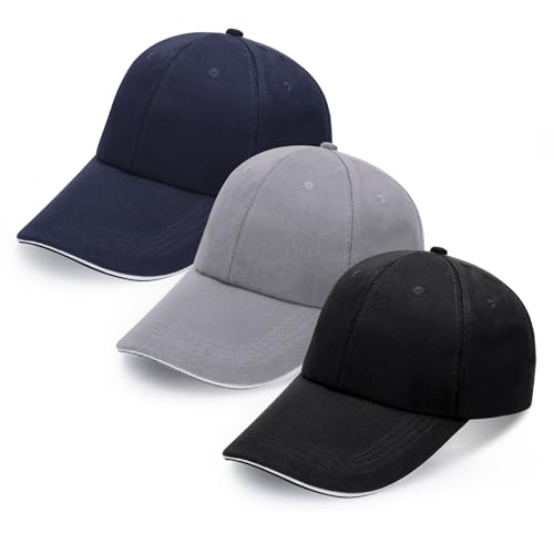 Utensilsto 3 Stück Basecap Herren Kappe Herren Damen Baseball Cap, Verstellbar Baumwolle Baseball Cap Vintage Unisex Basecap Sonnenhut Sportkappe für Outdoor Sport
