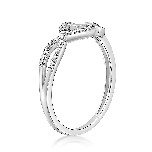 Lavari Jewelers 1/8 Carat Natural Diamond Infinity Heart with Side Cross Purity Ring for Women I 925 Sterling Silver (H-I, I2-I3, 0.12 cttw) Wedding Ring for Her I Engagement Band Size 5 to 92