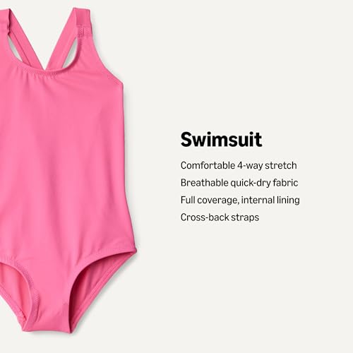 Image of Amazon Essentials Girls and Toddlers' Cross-Back One-Piece Swimsuit