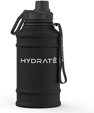 HYDRATE 43 Oz Stainless Steel Water Bottle - BPA Free Metal Water Bottle for Gym, Exercise - Water Jug with Convenient Nylon Carrying Strap and Leak-Proof Screw Cap Water Bottles for Men, Women, Adult