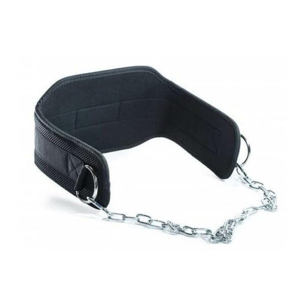 Race Fitness Dip Belt for Weightlifting, Pull-Ups, Powerlifting, Squats & Bodybuilding | 36 Inches Heavy Duty Stainless Steel Chain Free Size Belt With Neoprene Padded Back Support For Fitness Trainings (Black)-image-11