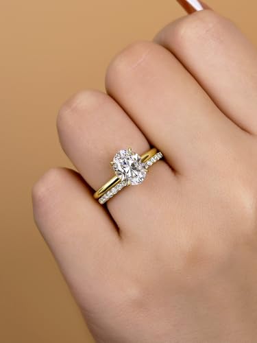 ODIFFY 1.5CT Oval Cut Engagement Ring Set,S925 Silver AAAAA Grade CZ Bridal Wedding Ring Set3