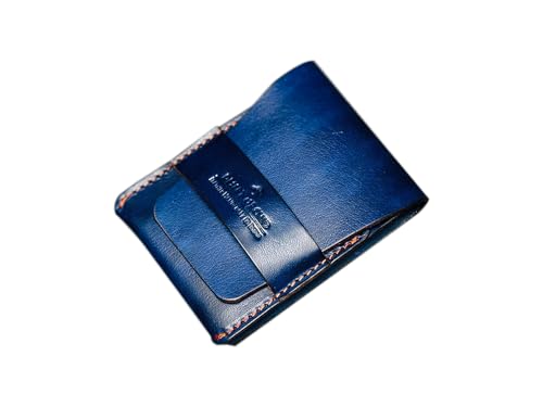 Image of Desert Orchid Fold | Minimalist Leather Fornt Pocket Wallet (Navy Blue)