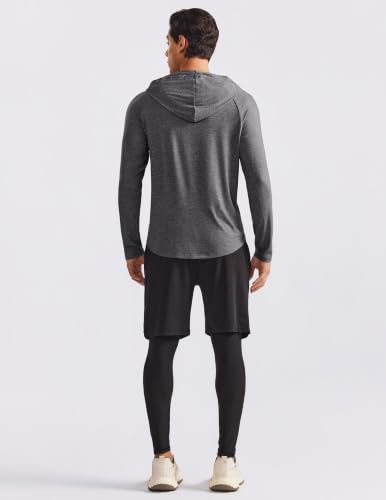 PINSPARK Men's Lightweight Workout Hoodie Sweatshirt, Dark Gray, S - image 3