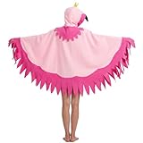 Générique Damen Flamingo Poncho Karneval Fransen Lange Herren Schal Federn Lang Stola Festival Damen Kostüm Umhang Halloween Party Poncho Mad Bird Schal Festlich Stola Damen, Rosa, One size