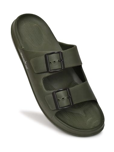 Image of HEALTH FIT Extra Soft Premium Classic Cushion Sliders /Slippers with Adjustable Buckle Strap & Light Weight Anti-SkidWaterproof Flip Flops for Men's HF150