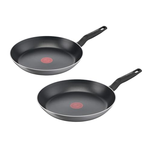 Tefal Easy Cook & Clean Pfannenset 24/28 cm, Antihaftbeschichtung, Bratpfannen, Thermo-Signal bei idealer Brattemperatur, NICHT induktionsgeeignet, einfache Reinigung, Made in France, B5559033