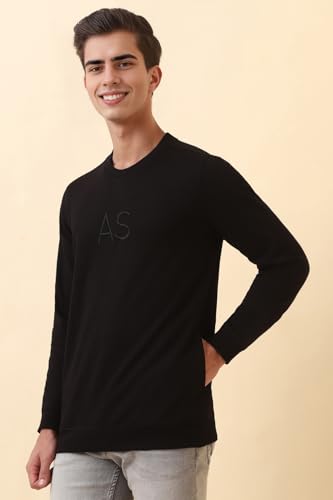 Image of Allen Solly Men's Cotton Blend Crew Neck Sweatshirt with Straight Pocket