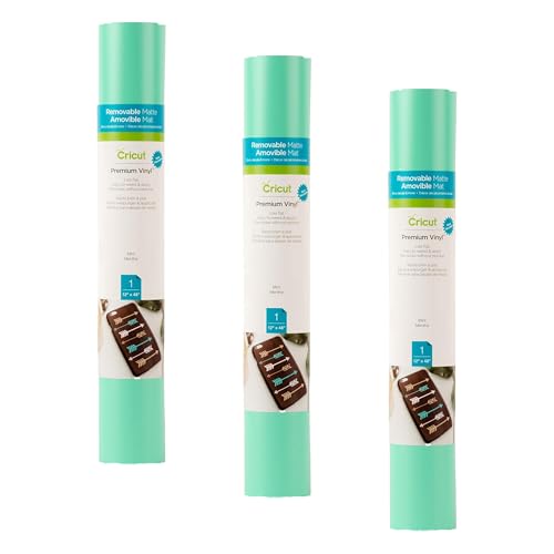 Cricut Removable Vinyl, Mint - 3-Pack of 4ft Rolls (12"x48") Premium No-Residue Vinyl for DIY Crafts, Wall Decals, Stickers, in-House Décor - Compatible with Cricut Maker + Explore Machines - image 1