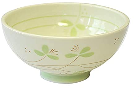 【日本製・美濃焼】 軽量 ダイエット 茶碗 花柄グリーン 電子レンジ・食洗機対応