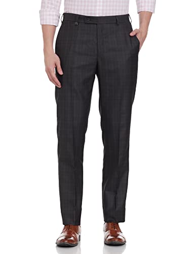 Image of Park Avenue Men's Poly Viscose Blend Checks Pattern Smart Fit Flat Front Formal Trouser