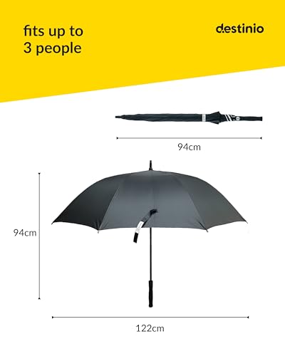 Destinio Auto Open 54 inch Big Umbrella for Rain with UV protection (Black_DGU)