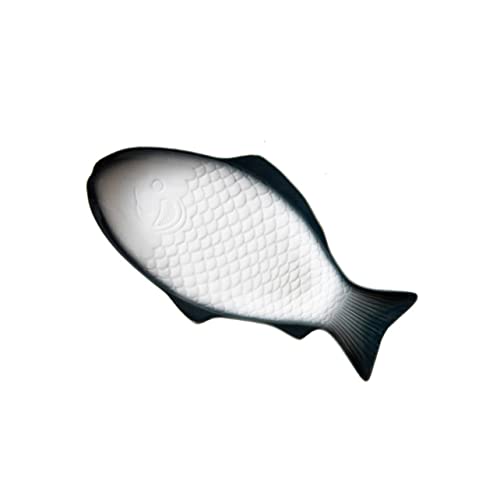 Didiseaon Piatto Da Portata in Ceramica a Forma Di Pesce Piccolo 28 Cm, Vassoio Creativo Bianco Versatile Per Snack e Sushi, Per Cene Casalinghe e Feste