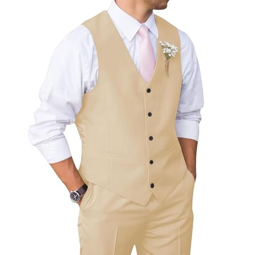 Mens Suit 2 Piece Slim Fit Suit for Men Vest Pants Set for Wedding Groom Formal Prom Party