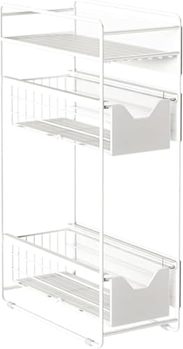 MLTUN MAKAN 洗濯機サイド引き出し大容量2/3層収納ラック多層設置不要隙間収納マグネット冷蔵庫ラックマグネットランドリー引き出し洗濯機サイド (3段)