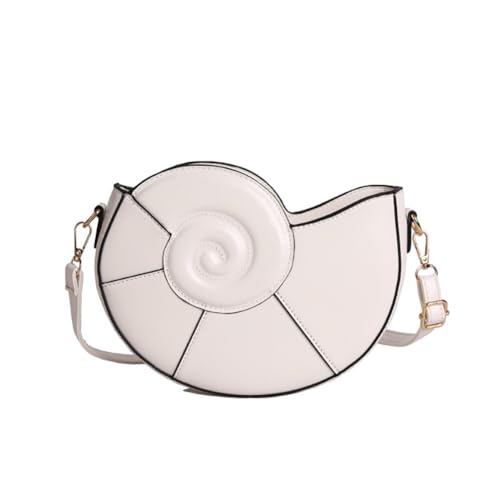 Nautilus Shell Shaped Crossbody Bag, PU Leather Stylish Half - Moon Shoulder Purse, Novelty Conch Small Round Bag Clutch