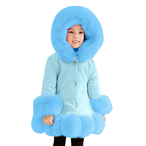 Little Girls Winter Fleece Coat Kids Hooded Faux Fur Jacket Winter Thick Down Coat Kids Warm Outwear for 1-11 Years