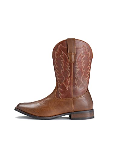 Image of IUV Cowboy Boots For Men Wide Foot Square Toe Western Boots with Classic Embroidered Durable Slip on Boots