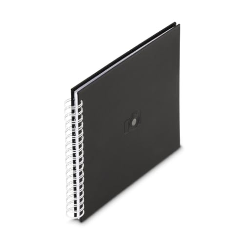Hama Fotoalbum 28x24 cm (Ringbuch Album mit 50 weißen Seiten, Fotoalbum zum Selbstgestalten u. zum Einkleben, dezentes Cover mit Prägung) schwarz