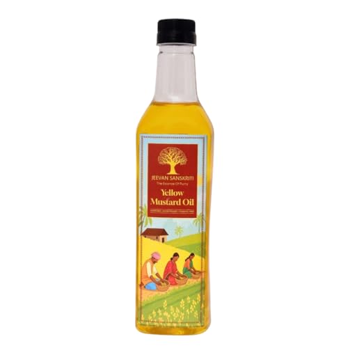 Image of Jeevan Sanskriti 100% Pure Yellow Mustard Oil 1L | Cold-Pressed Lakdi Ghani | Traditional | Natural & Unrefined Cooking | Massage Oil