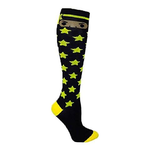 Ninja Yellow Stars Pattern Fashion Women/Ladies Colorful Black Knee High Socks Cover