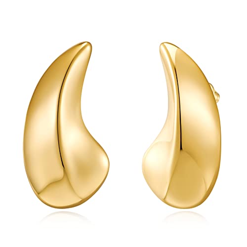 FAMARINE Gold Statement Earrings Gold Drop Earrings for Women Big Waterdrop Gold Earrings Fashion Jewelry Gift