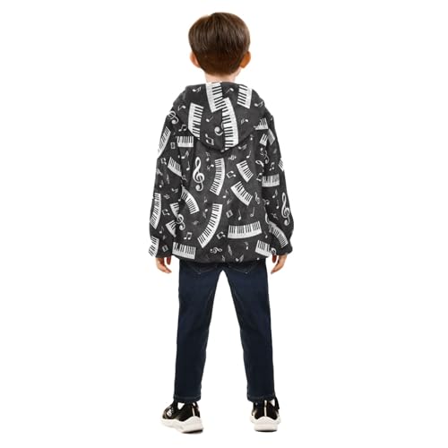 CHIFIGNO Piano Keyboard Musical Notes Kids Zip up Jacket Fleece Jacket for Fall Winter 3T4