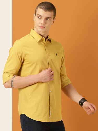 Image of Thomas Scott Men's Cricket Club Collection Classic Regular Fit Twill Shirt | 100% Cotton Long Sleeve Solid Shirt with Button Down Collar (Available in Plus Size)