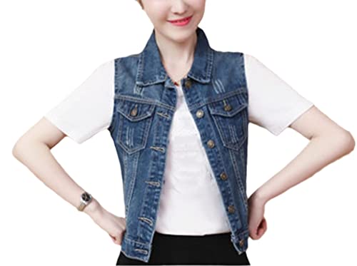 Gilet en jean court bleu marine sans manches le style liberté