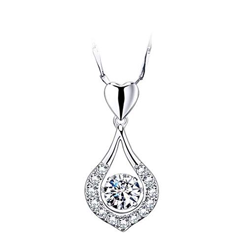 Women's Shiny Crystal Rhinestone Silver Plated Pendent Chain Necklace Stud Earring Costume Fashion Jewelry (Sliver, 20x10mm)