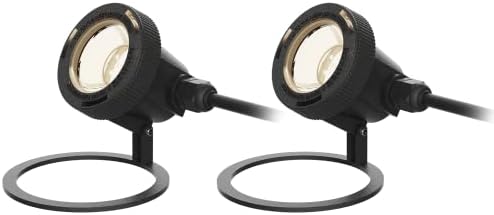VENUS MANUFACTURING 2 Pack Low Voltage LED Pond Light 135 Lumen 12V Underwater Submersible 2900K Warm White Lights Black Waterfall Pool Fountain Light for Home Pool Garden Landscape Lighting