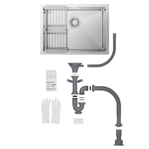 Miniatura 7 de Cecipa Fregadero Cocina 1 Seno 60 X 44cm, Fregadero Bajo Encimera O Sobre Encimera, Fregadero De Acero Inoxidable 304 Con Cesta De Filtro Extensible, Sifón Y Kit De Drenaje