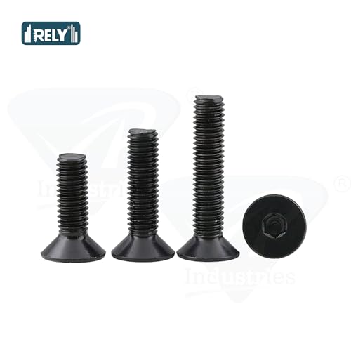 Image of Rely⇒VP INDUSTRIES (Pcs-25) M6X30 mm CSK Allen Head Screw High Tensile 10.9 Grad | Countersunk Allen Head Bolt with Allen Key 1 pc Free | Allen CSK Head Screw High Tensile Alloy Steel Black