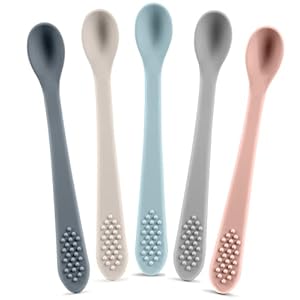 Baby Spoons First Stage Silicone Baby Spoon – Self Feeding Baby Utensils – Infant Spoons First Stage Baby Feeding Spoon – Soft & Gentle on Gums – BPA Free Silicone Baby Spoons Set (Pastel1)