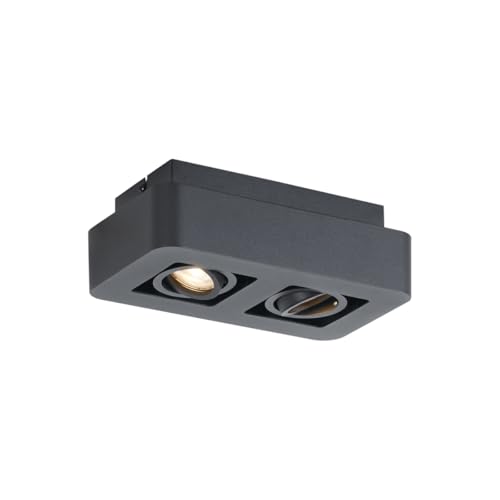 Qazqa Adjustable Spotlight, Ceiling Light - DOX - Black, gu10, max. 10W, 25cm, Rectangle, 2-Way, Ideal for Hall Way, Office, Kitchen, Bedroom, and Living Room