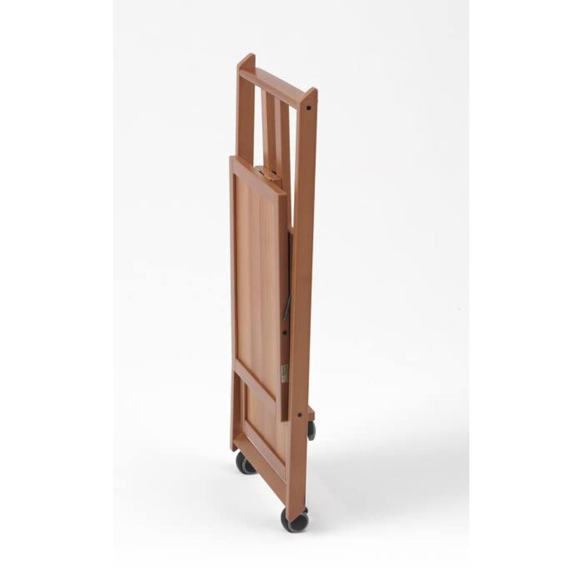 2-Tier Solid Wood Rolling Bar Cart, Wine Serving Utility