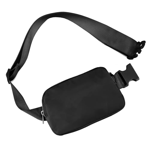 JSJ Mini Black Fanny Pack for Women & Men,Valentines Day Gifts for Girls Teens Kids Daughter Sister Her,Trendy Stuff Crossbody Bags Cute Everywhere Belt Bags.(Black)
