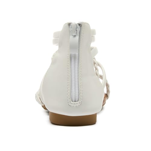Image of youngshow Women's Braided Strappy Sandals - Open Toe Dressy Gladiator Flat Sandals with Back Zipper, Casual Summer Beach Shoes