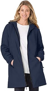 Woman Within Women's Plus Size Hooded Slicker Raincoat - 3X, Navy