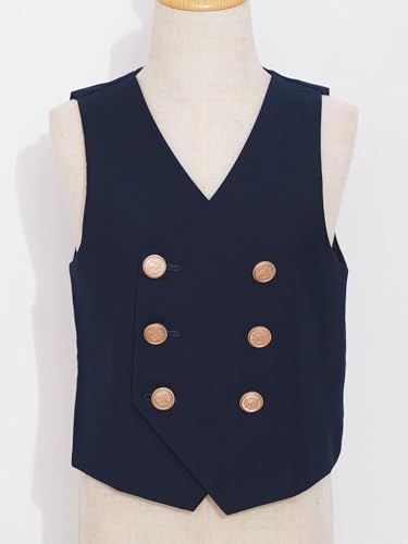 Hularka Kids Boys Formal Tuxedo Suit Vest Waistcoat Gentleman Formal Suit Graduation Wedding Prom Birthday Party Tops3